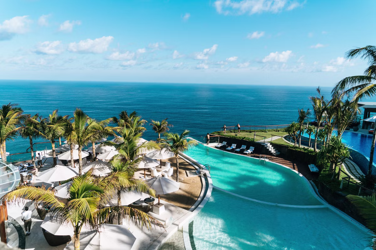 Infinity pool edge with sea view